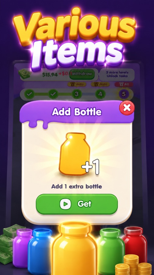 Color Pour Jam gameplay showing pour animation between glasses