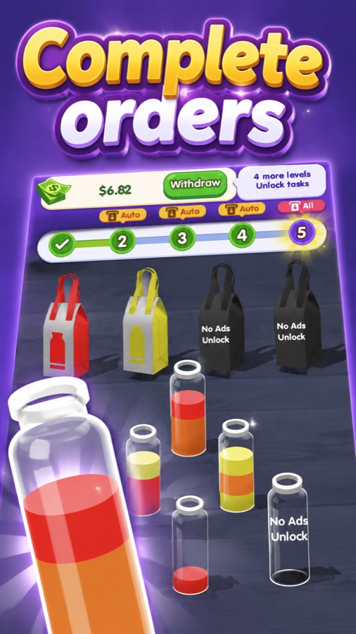 Color Pour Jam advanced level with many colors and glasses